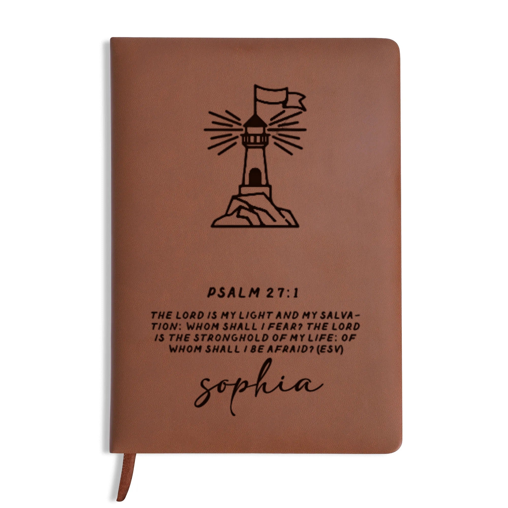 Personalized Christian Journal with Psalm 27:1 Design, Custom Name Prayer & Faith Notebook, Religious Gift, First Communion Gifts, Birthday. NBLAF26